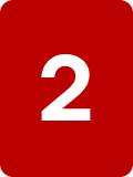 A red square with a white number 2 in the center.
