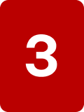 White number 3 on a red background.